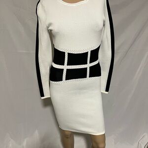 bebe Monochrome Long Sleeve Dress